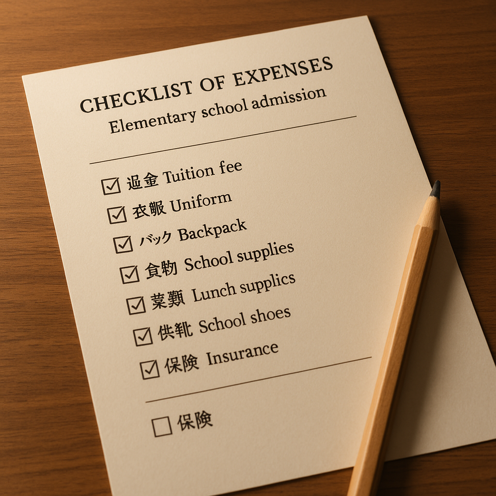 小学校受験にかかる費用を確認するチェックリスト